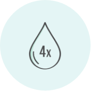 A water droplet with the number four and the multiplication symbol in the middle